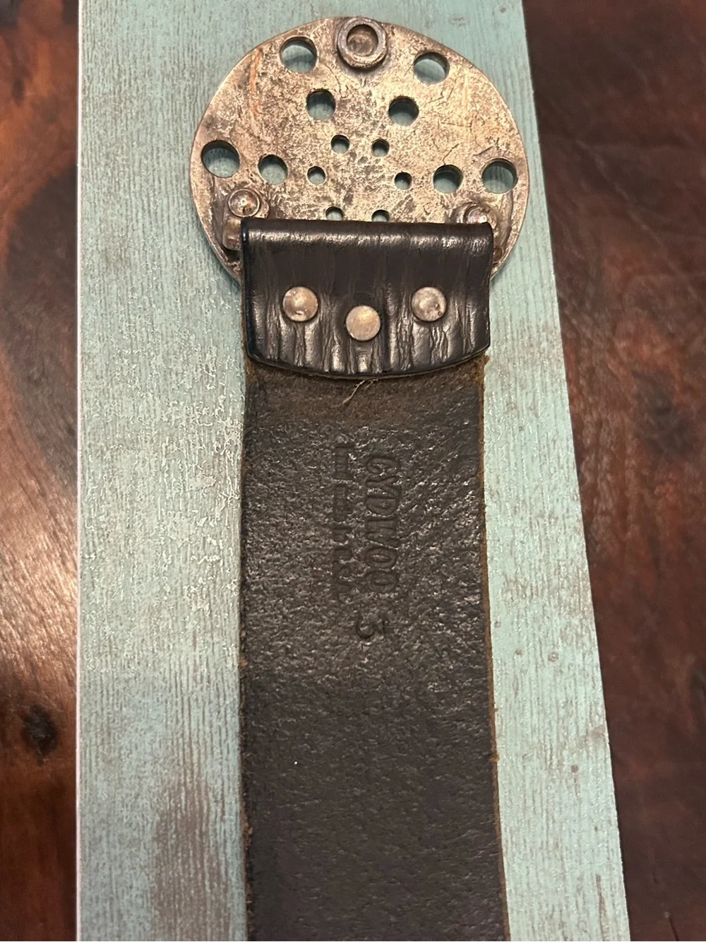 CYDWOQ Leather Belt With Round Metal Buckle with Holes Unique